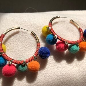 Coloured Pom Pom Pierced Earrings